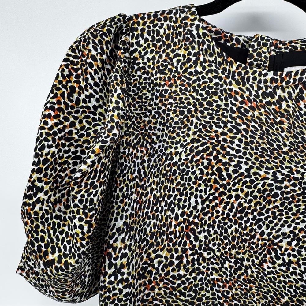 Molly Bracken chic Animal Print Mini shift Dress puff sleeves Sz S NWOT - Picture 4 of 10